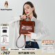 暇步士（Hush Puppies）雙肩包女士真皮復古背包大容量出差旅行包生日禮物送女友 棕色HA-137236650