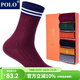 POLO女士時(shí)尚彩色條紋高筒襪子 秋冬保暖御寒棉襪舒適學(xué)院中筒襪 6雙 六色【型號1583】 22-24cm(36-39碼鞋合適)