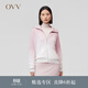 OVV秋冬熱賣(mài)女裝吊染工藝粉色漸變拉鏈翻領(lǐng)休閑針織外套 裸粉漸變B1 S