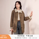 香影牛角扣麂皮絨外套女短款2025秋冬新款羊羔毛風(fēng)小個(gè)子仿生皮草 焦糖色W844269 M