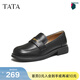 他她（TATA）女鞋秋小皮鞋時(shí)尚休閑深口樂(lè )福鞋一腳蹬英倫單鞋CG901CA5 黑色 37