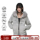 404MOBGANG燙鉆字母設計冬季大毛領(lǐng)加厚加絨外套女款休閑短款連帽開(kāi)衫衛衣 灰色 M