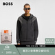 雨果博斯BOSS男士棉混紡拉鏈連帽衫 027-深灰色 M