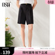 歐莎（OSA）【職場(chǎng)西褲】黑色高腰垂感四分闊腿褲外穿休閑西裝短褲女 黑色 S