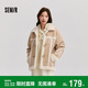 森馬（Semir）外套女牛角扣翻領(lǐng)寬松文藝2024冬季仿麂皮仿兔毛夾克109724108011