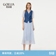 歌莉婭歐若風(fēng)套裝兩件套牛仔設計感拼接上衣a擺網(wǎng)紗半裙1E4RAD080 75U牛仔藍 M