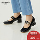 DEEP BREATH深呼吸女鞋水鉆G扣牛皮法式千金瑪麗珍單鞋AX11136 黑 39