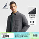 諾帝卡（NAUTICA）男裝秋冬新款防輕潑水襯衫領(lǐng)內充80鴨絨羽絨服JE4452 深碳灰01C L