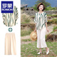 羅蒙（ROMON）媽媽夏裝洋氣雪紡上衣服中年女裝夏裝時(shí)尚大碼中老年短袖T恤套裝 綠色 3XL (推薦130-140斤)