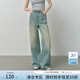 范思藍恩美式復古做舊系帶牛仔闊腿褲2025秋季新款直筒牛仔褲3013 牛仔藍 M