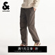 杰克·瓊斯（JACK&JONES）男裝2026春季新款休閑褲寬松百搭紐扣抽繩雙腰頭褲子226114050 E06黑橄欖 常規 36 185