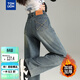 唐獅（TonLion）2025冬加絨加厚高腰韓版直筒褲長(cháng)褲復古百搭牛仔長(cháng)褲