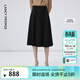 朗姿【尖貨補單】法式復古赫本風(fēng)黑色半身裙女新款傘裙高腰顯瘦a字裙 黑色 XL