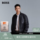 雨果博斯BOSS男士品牌標識袖袋寬松版型皮夾克 001-黑色 M (48)
