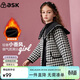 ASK JUNIOR女童外套2024冬裝格子大翻領(lǐng)休閑小香風(fēng)夾棉保暖外套 黑色 170 