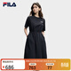 FILA斐樂(lè )梭織連衣裙女2026夏季新款休閑通勤簡(jiǎn)約顯瘦長(cháng)裙T恤裙子 正黑色-BK 2XL 180/96A/XXL