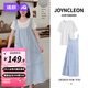 婧麒（JOYNCLEON）孕婦夏裝連衣裙背帶裙上衣兩件套薄款女士衣服2025超火重 白色T恤+藍色背帶裙 L