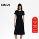 ONLY2025夏季新款簡(jiǎn)約小黑裙正肩圓領(lǐng)中長(cháng)款連衣裙女|125161032 H1Z黑色 M