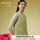 金三塔保暖內衣女真絲提花立領(lǐng)可外穿新中式絲綿冬保暖背心馬甲 綠灰松鳥(niǎo)3905 L