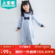 上寶麥春秋兒童連體睡衣加厚棉女童寶寶防踢睡衣家居服防著(zhù)涼 灰藍140碼