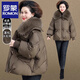羅蒙（ROMON）媽媽裝羽絨服冬裝外套高貴洋氣質(zhì)加厚中老年女秋冬時(shí)尚大毛領(lǐng)棉襖 咖色 XL