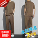 2026年冰絲運動(dòng)套裝男士薄款短袖t恤速干休閑長(cháng)褲子夏季衣服一套 A13套裝咖啡色 【特價(jià)撿漏】 3XL