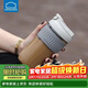 樂(lè )扣樂(lè )扣（LOCK&LOCK）咖啡杯耐熱玻璃水杯子男女學(xué)生便攜式雙飲吸管杯隨手杯500ML灰色