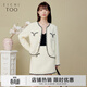 愛(ài)居兔春季新品經(jīng)典時(shí)尚小香風(fēng)粗花呢外套ETEAJ1P002A 米白鑲拼02 165/88A/L
