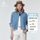 哈吉斯（HAZZYS）女裝 春季款女士【PHIZ系列】水洗短款牛仔長(cháng)袖襯衫女ASCSK1DAX06