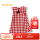 巴拉巴拉兒童連衣裙女童春秋裝棋盤(pán)格紋A字裙甜美大翻領(lǐng)簡(jiǎn)潔大氣 紅白色調00461 100