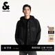 杰克·瓊斯（JACK&JONES）男裝秋季新款時(shí)尚潮流休閑青春寬松連帽牛仔襯衫外套225362003 A16深灰牛仔 常規 S