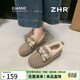ZHR勃肯鞋女2025新款平底加絨樂(lè )福鞋子女保暖雪地棉靴女EH258B卡其37