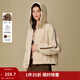 茵曼（INMAN）2025冬季女裝新款皮毛一體連帽仿羊羔絨外套休閑刺繡寬松上衣 杏色 L