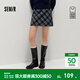 森馬（Semir）商場(chǎng)同款|半身裙女冬半松緊腰仿呢格紋短裙2025新款辣妹A字裙 藍黑色調00389 XL
