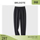 巴魯特【呼吸褲】男士運動(dòng)直筒褲松緊抽繩休閑褲男款春秋舒適九分褲子男 黑色 2XL（建議拍大一碼）