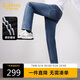 卡賓（CABBEEN）【 青蘭黑K5黑色絨】牛仔褲男銀狐絨藍牛百搭舒適冬季長(cháng)褲