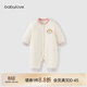 babylove嬰幼兒連體衣恒溫薄夾棉保暖哈衣寶寶衣服新生兒秋冬裝純棉爬服 汐藍粉 80cm