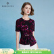 MORELINE沐蘭法式設計感印花T恤女2025年夏季新款優(yōu)雅不規則下擺修身上衣 克紫花 2XL