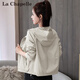 拉夏貝爾（La Chapelle）短外套女裝2026秋裝新款連帽開(kāi)衫春秋外套長(cháng)袖百搭小個(gè)子夾克上衣 米白色 M (97-110斤)