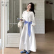 可茵（Keyin）襯衫連衣裙女裝套裝2026年春秋新款巨好看百搭條紋披肩收腰裙子女 白色 M