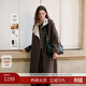 MSLAN冬日輕呢 復古立領(lǐng)雙面穿長(cháng)款羊絨大衣25冬季貝殼繡毛呢厚外套 深咖 XS
