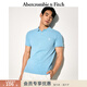 Abercrombie & Fitch【經(jīng)典POLO】小麋鹿圖案男裝25夏季美式通勤短袖T恤 天藍色 M (180/100A)
