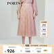 PORTS寶姿女裝夏季櫻粉色紗織半身裙長(cháng)裙LL9S009KCP002 玫瑰霧粉 S (4)