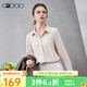 G2000【色丁布/浮雕紐扣/商場(chǎng)同款】女裝2025秋冬休閑長(cháng)袖襯衫 柔滑-別致紐扣-亞麻色 L （38）