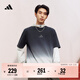 adidas漸變休閑純棉上衣圓領(lǐng)短袖T恤男裝夏季阿迪達斯輕運動(dòng)   中麻灰/黑色   S