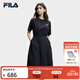 FILA斐樂(lè )梭織連衣裙女2026夏季新款休閑通勤簡(jiǎn)約顯瘦長(cháng)裙T恤裙子 正黑色-BK 2XL 180/96A/XXL
