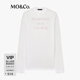 MO&Co.輕薄T恤夏沙爽棉個(gè)性印花寬松長(cháng)袖圓領(lǐng)MBE2TEE028新年紅 本白色 S /160