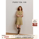 茶·愫【學(xué)院千金風(fēng)】puretea茶愫圓領(lǐng)無(wú)袖連衣裙女百褶背心裙春夏新款 粉杏 S