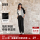 森馬（Semir）休閑褲女純色松緊腰束腳衛褲女士潮流簡(jiǎn)約風(fēng)秋季拼接長(cháng)褲顯瘦 黑色90001 M