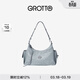 GROTTO個(gè)樂(lè )新色吐司hobo包植鞣羊皮腋下單肩斜挎軟包通勤禮物 霧霾藍/亮銀 S
